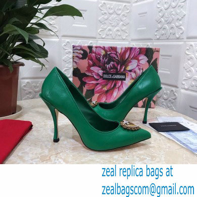 Dolce  &  Gabbana Heel 10.5cm Quilted Leather Devotion Pumps Green 2021